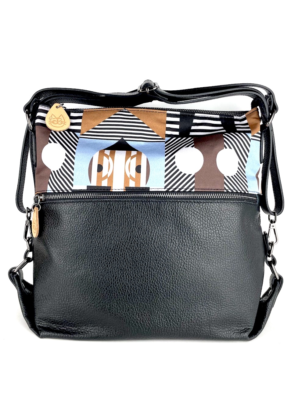 borsa-zaino-pelle-nera-seta-fantasia-astratta-azzurro-marrone-0003