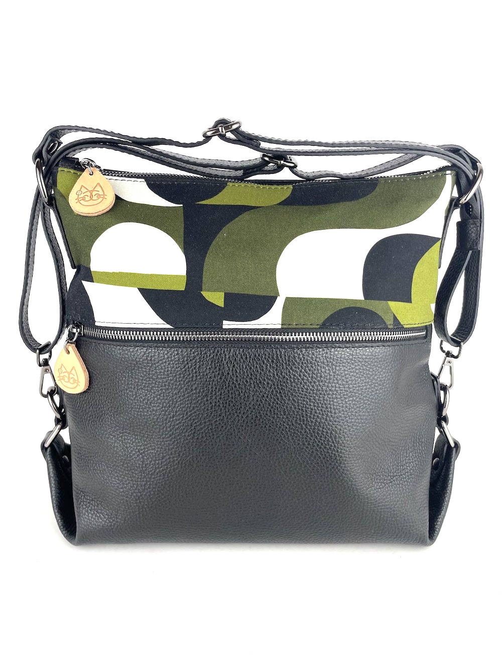 borsa-zaino-pelle-nera-seta-fantasia-astratta-verde-nera-0004