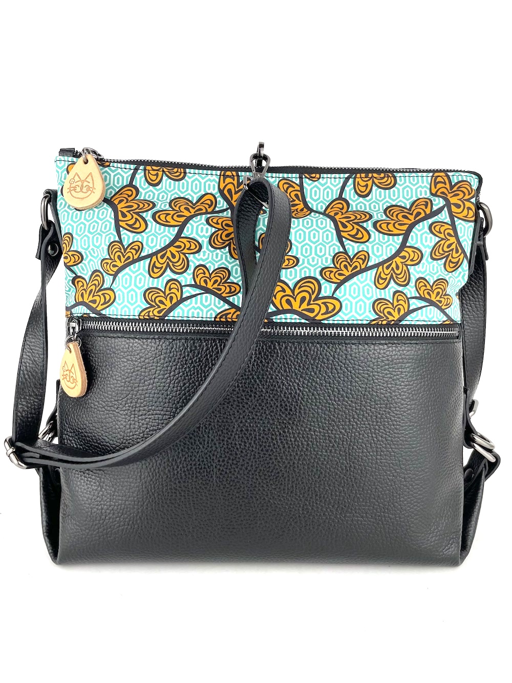 zaino-borsa-pelle-nera-cotone-fantasia-fiori-giallo-azzurro-0003