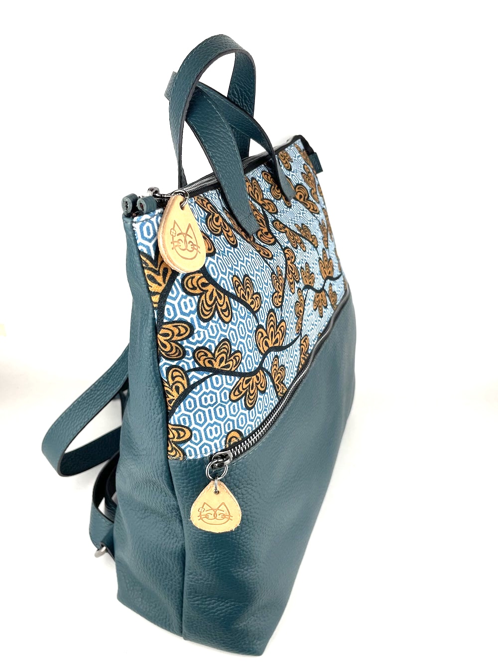 zaino-grande-pelle-petrolio-cotone-fantasia-fiori-giallo-azzurro-0002